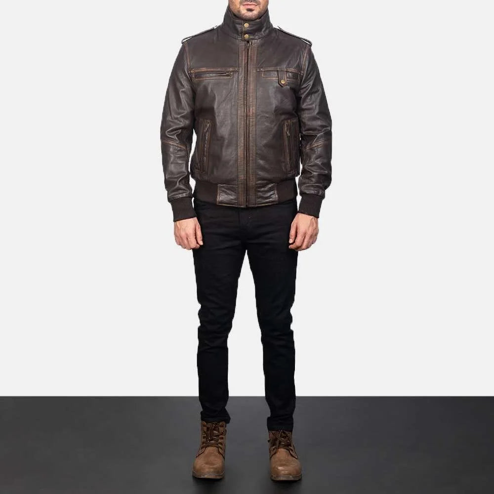 Glen Street Leather Bomber Jacket