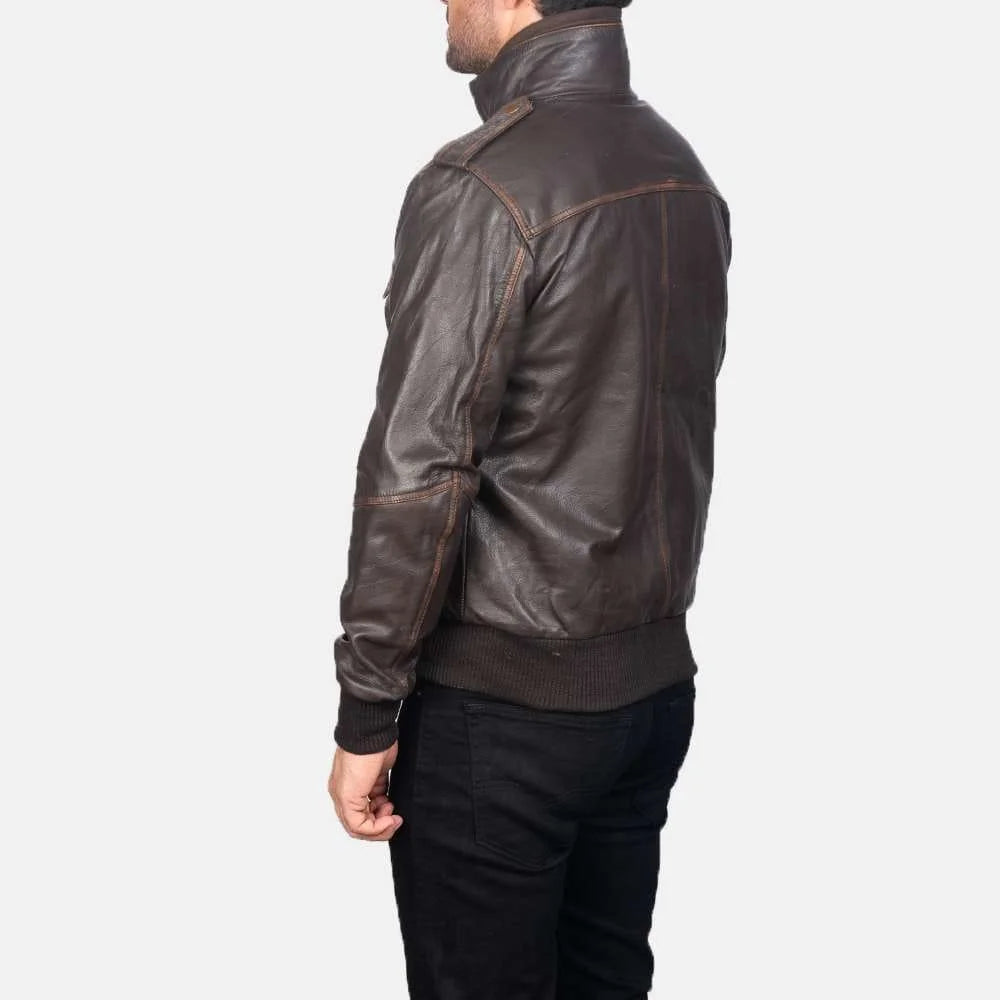 Glen Street Leather Bomber Jacket