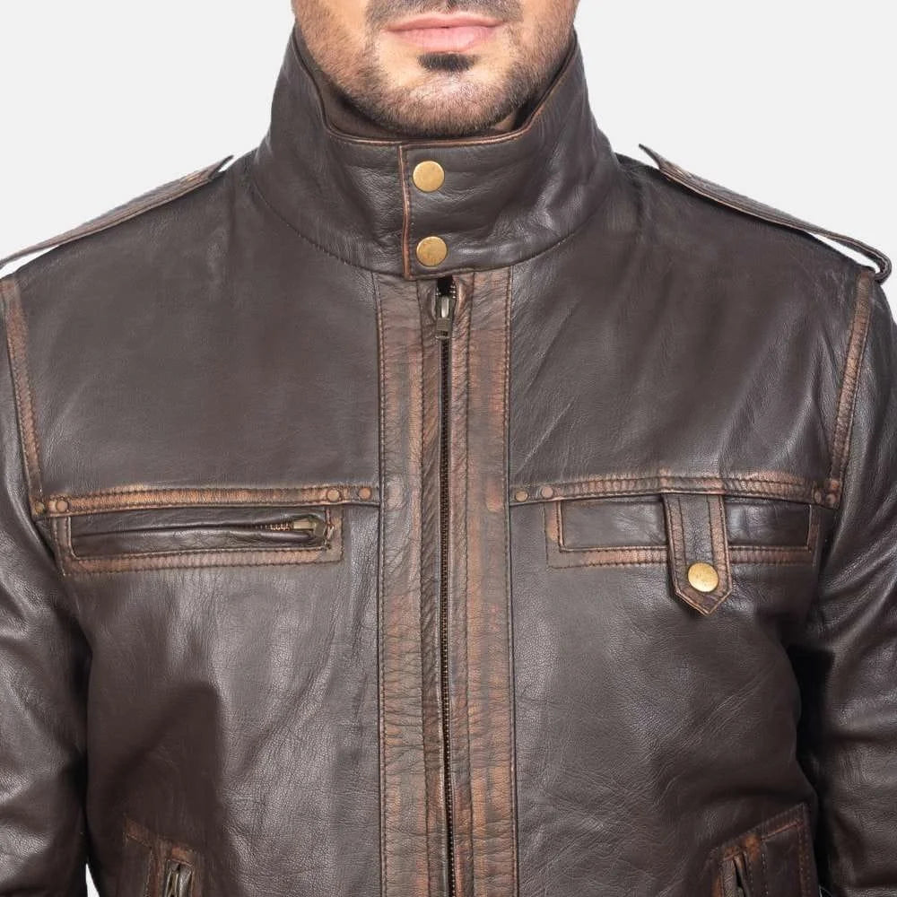 Glen Street Leather Bomber Jacket