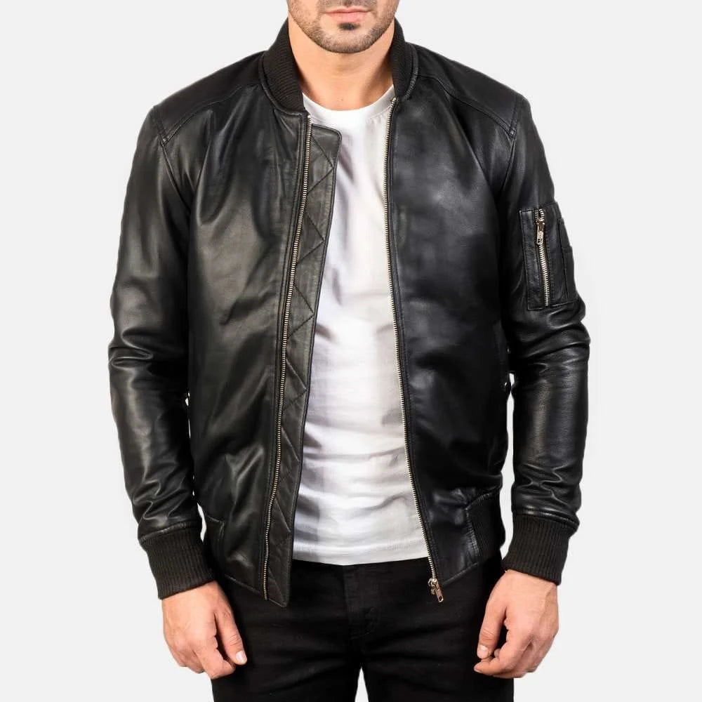 Bomia Ma-1Leather Bomber Jacket