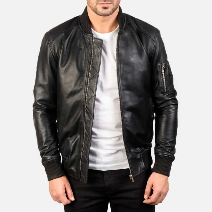 Bomia Ma-1Leather Bomber Jacket