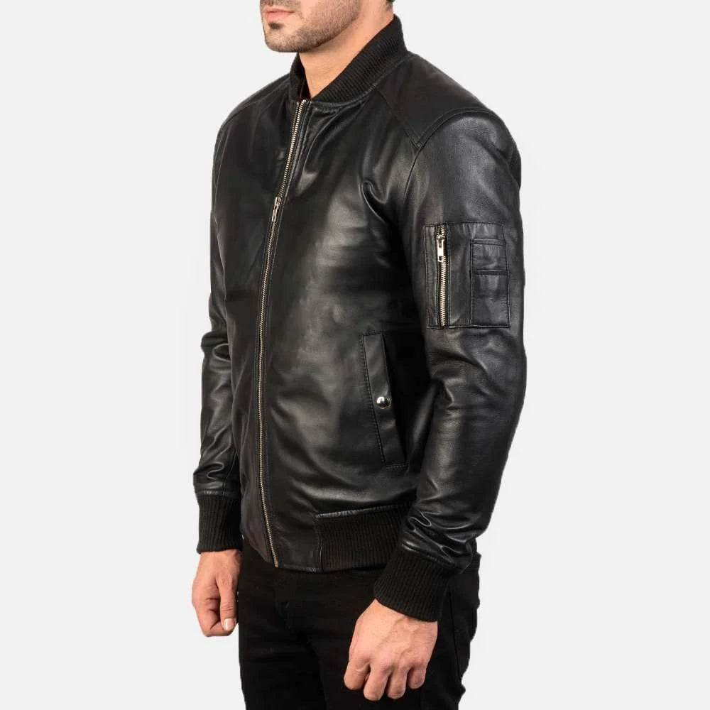 Bomia Ma-1Leather Bomber Jacket