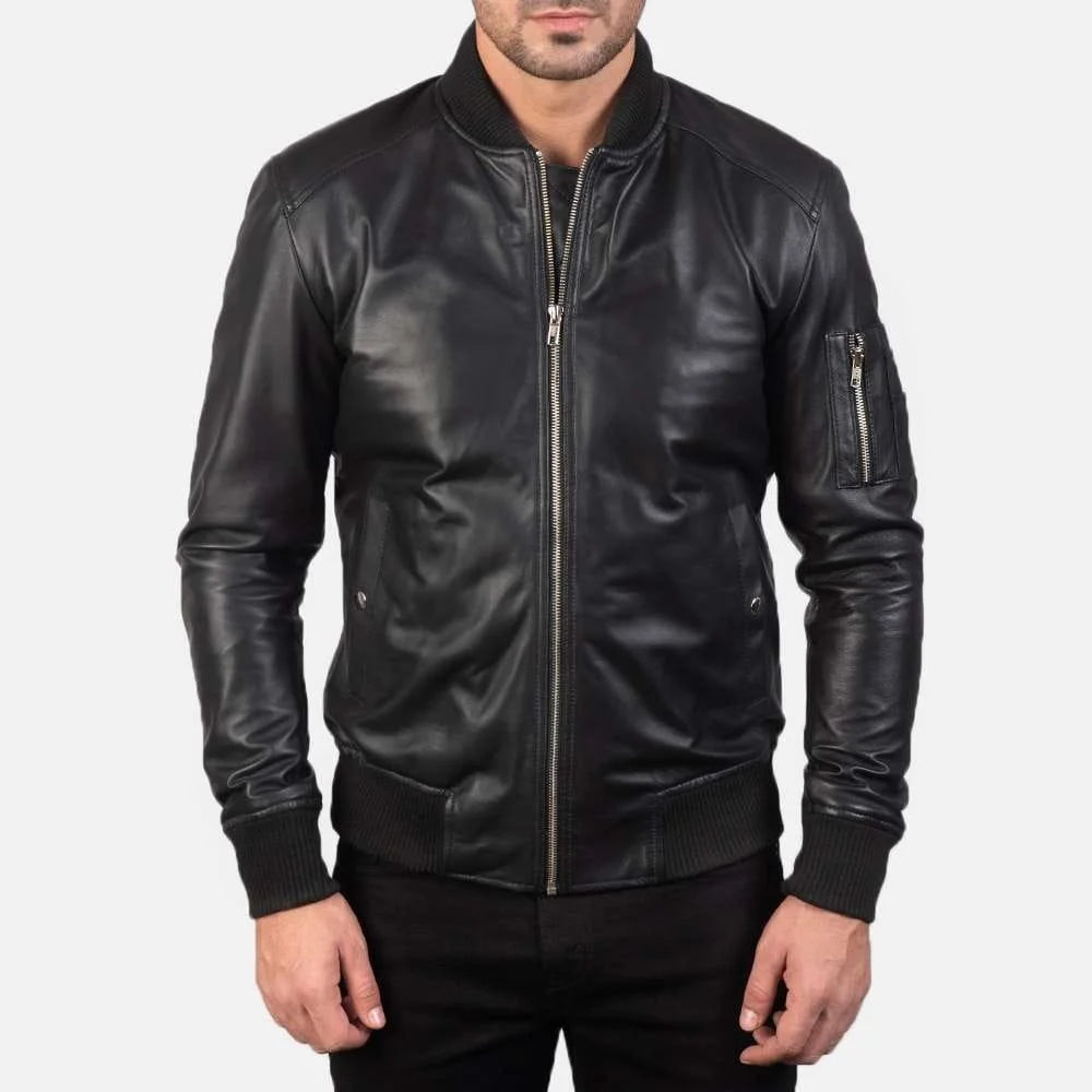 Bomia Ma-1Leather Bomber Jacket