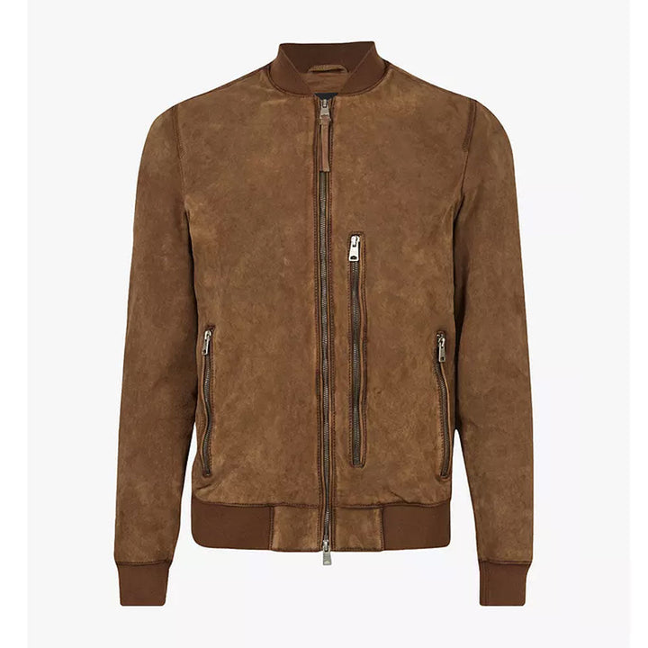 Men’s Weston Brown Suede Leather Bomber Jacket