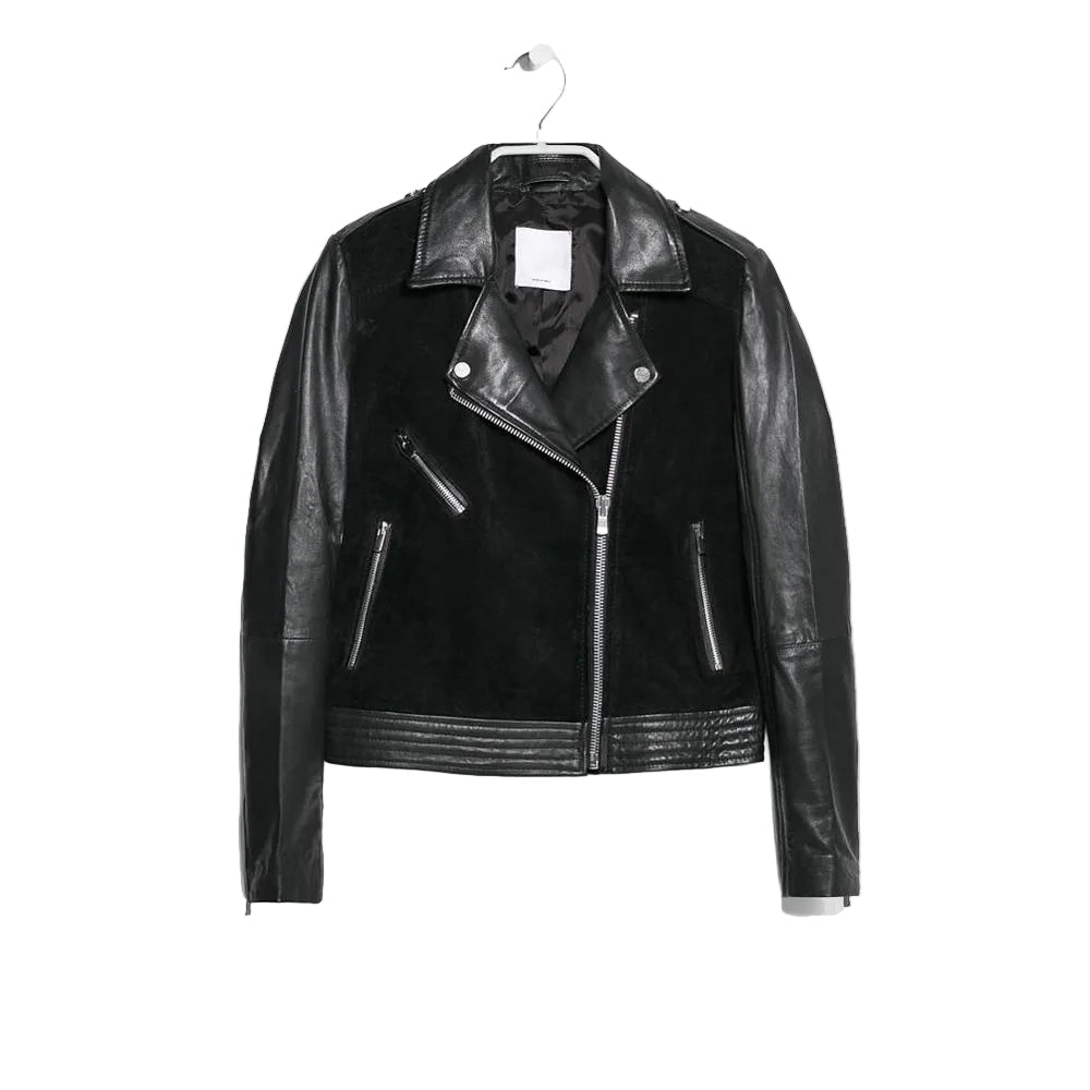 Women’s Estelle Black Lambskin Leather Biker Jacket