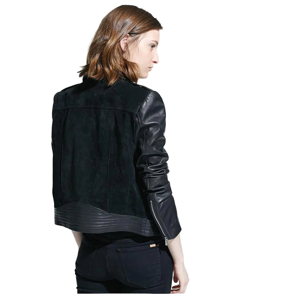 Women’s Estelle Black Lambskin Leather Biker Jacket