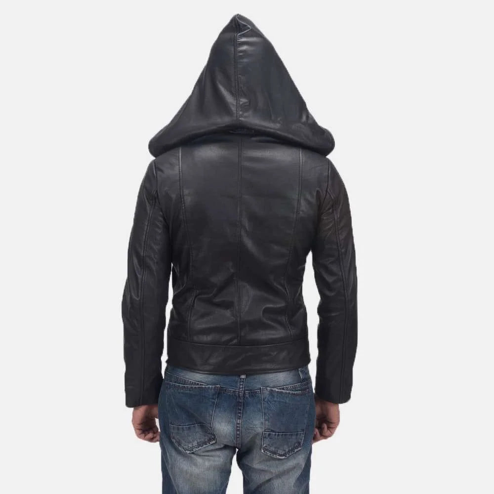 Spratt Black Hooded Leather Jacket