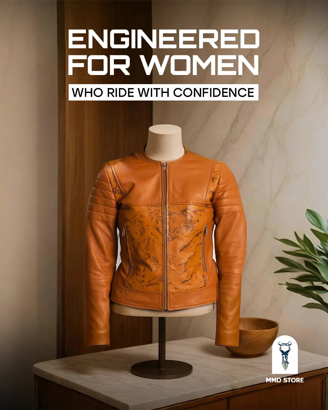 Sandy Tan Dye Leather Biker Jacket