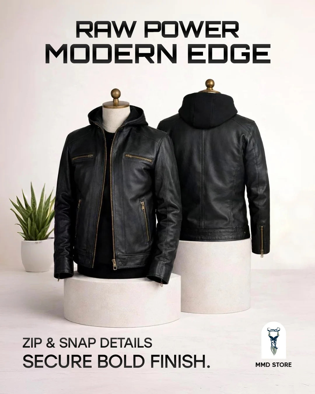 Hector Hooded Leather Biker Jacket