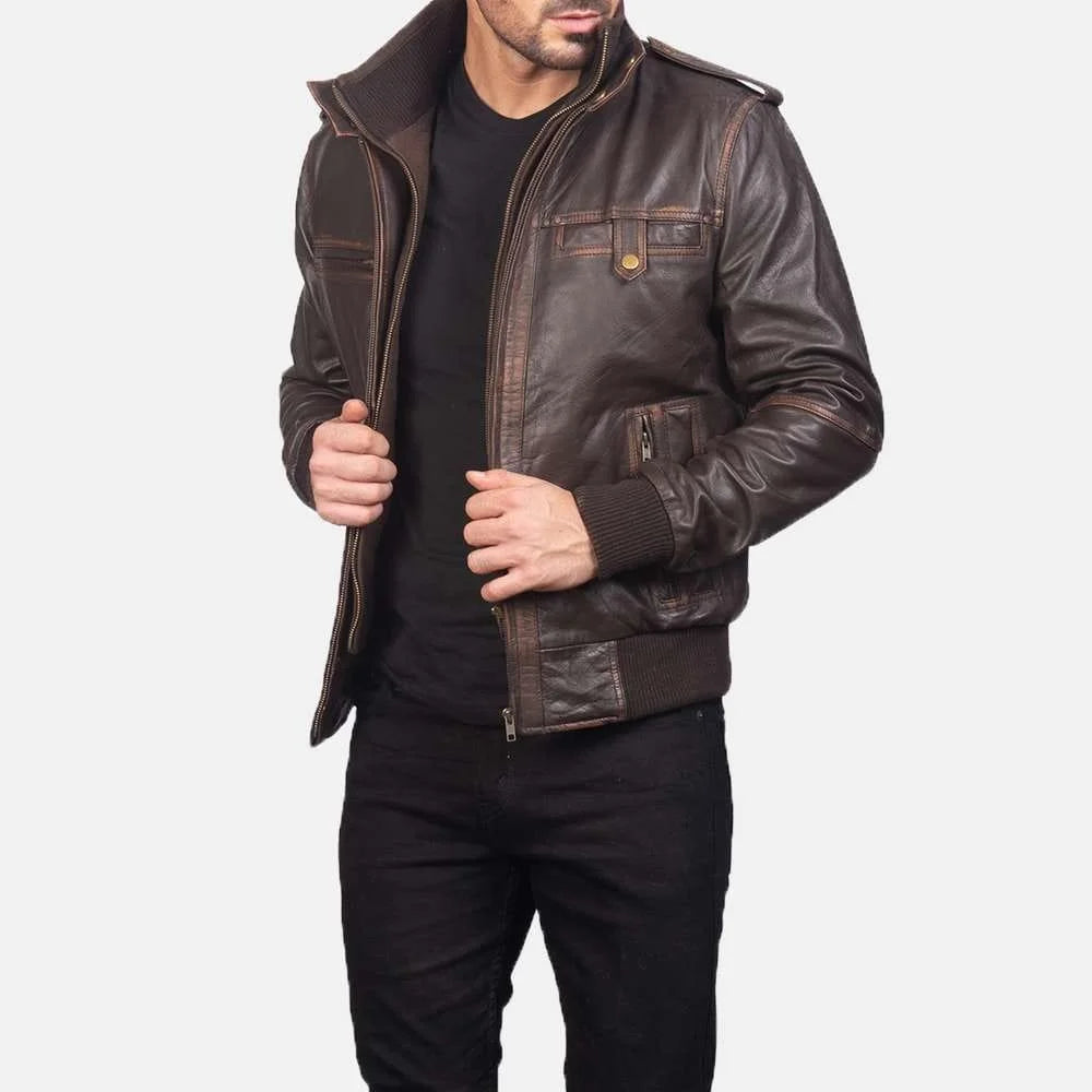 Glen Street Leather Bomber Jacket