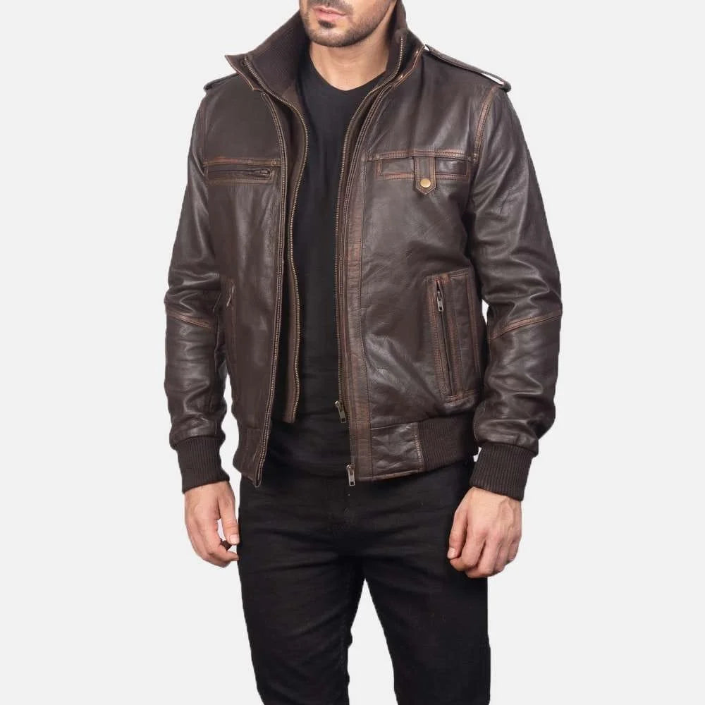 Glen Street Leather Bomber Jacket