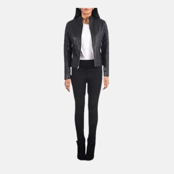 Adalyn Quilted Black Leather Biker Jacket