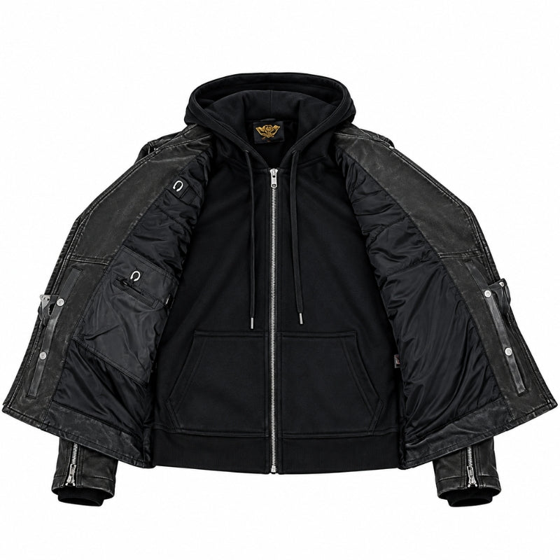Women’s Vented Black Cowhide Leather Biker Jacket