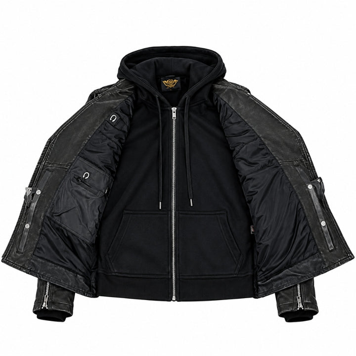 Women’s Vented Black Cowhide Leather Biker Jacket