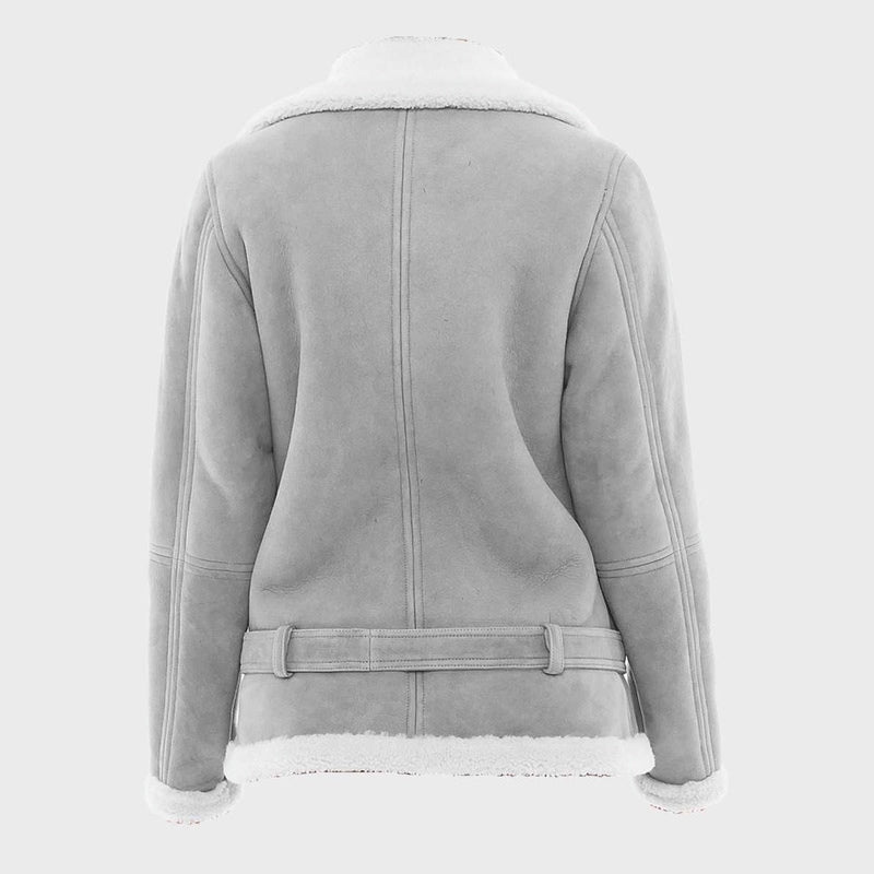 Women’s Alden Grey Sheepskin Leather Jacket