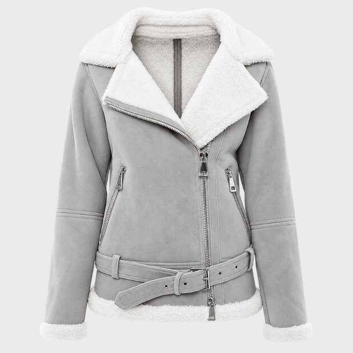 Women’s Alden Grey Sheepskin Leather Jacket