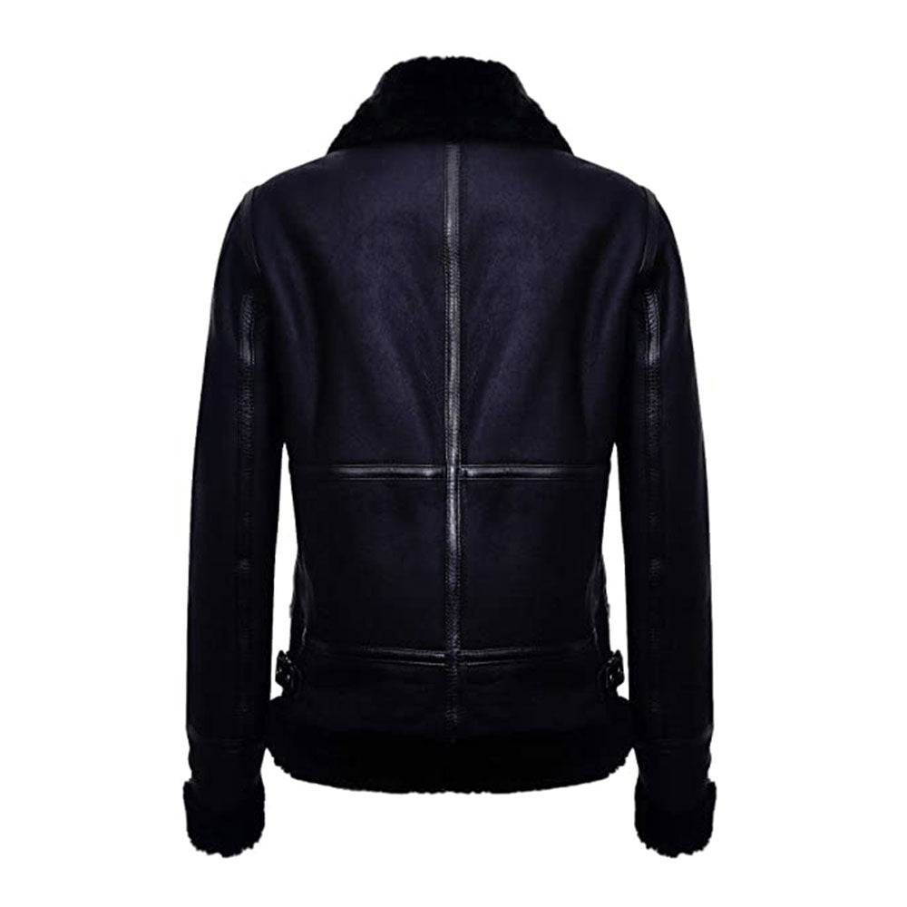 Women’s Weston Black Sheepskin Leather Aviator Jacket