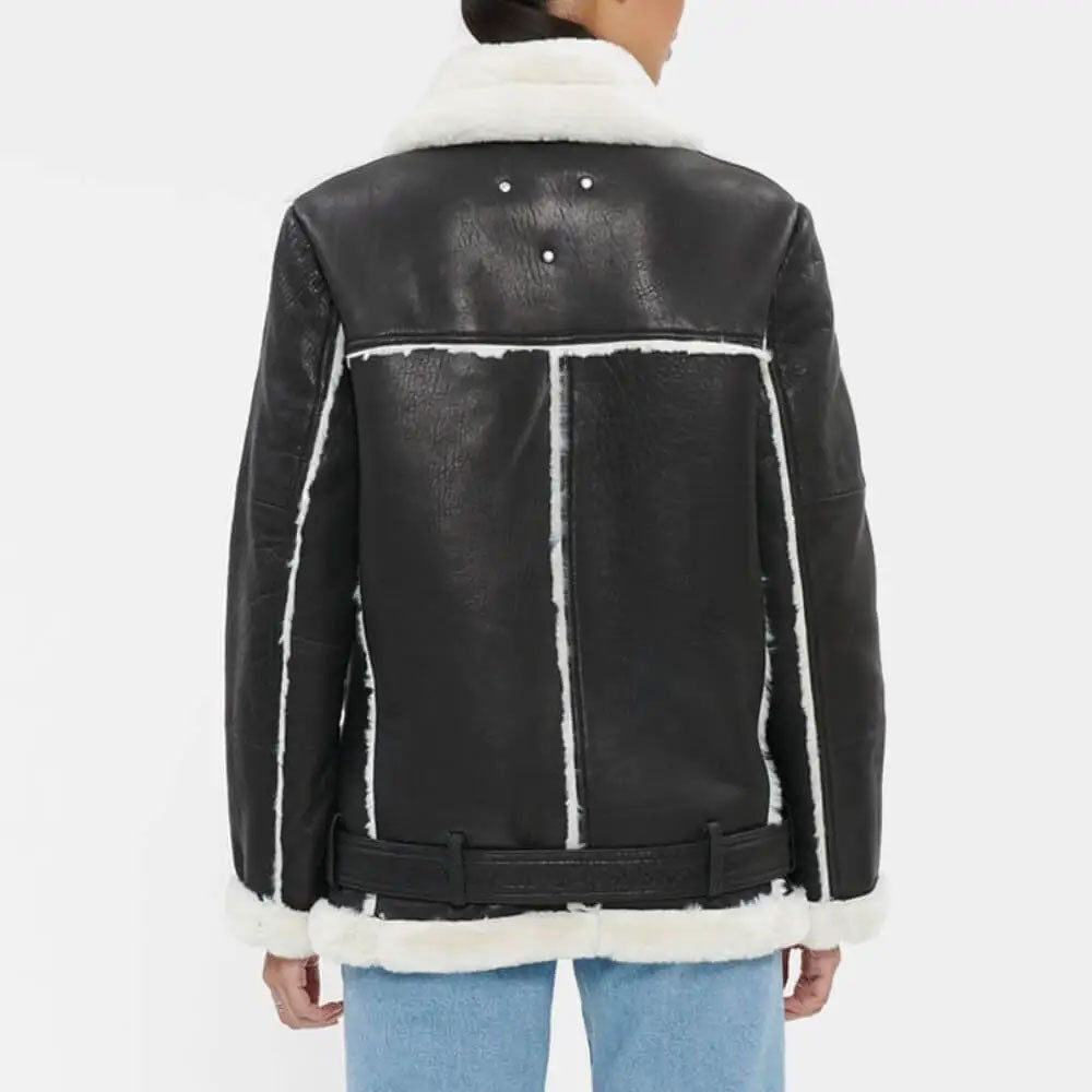 Women’s Rosa Black Sheepskin Leather Jacket