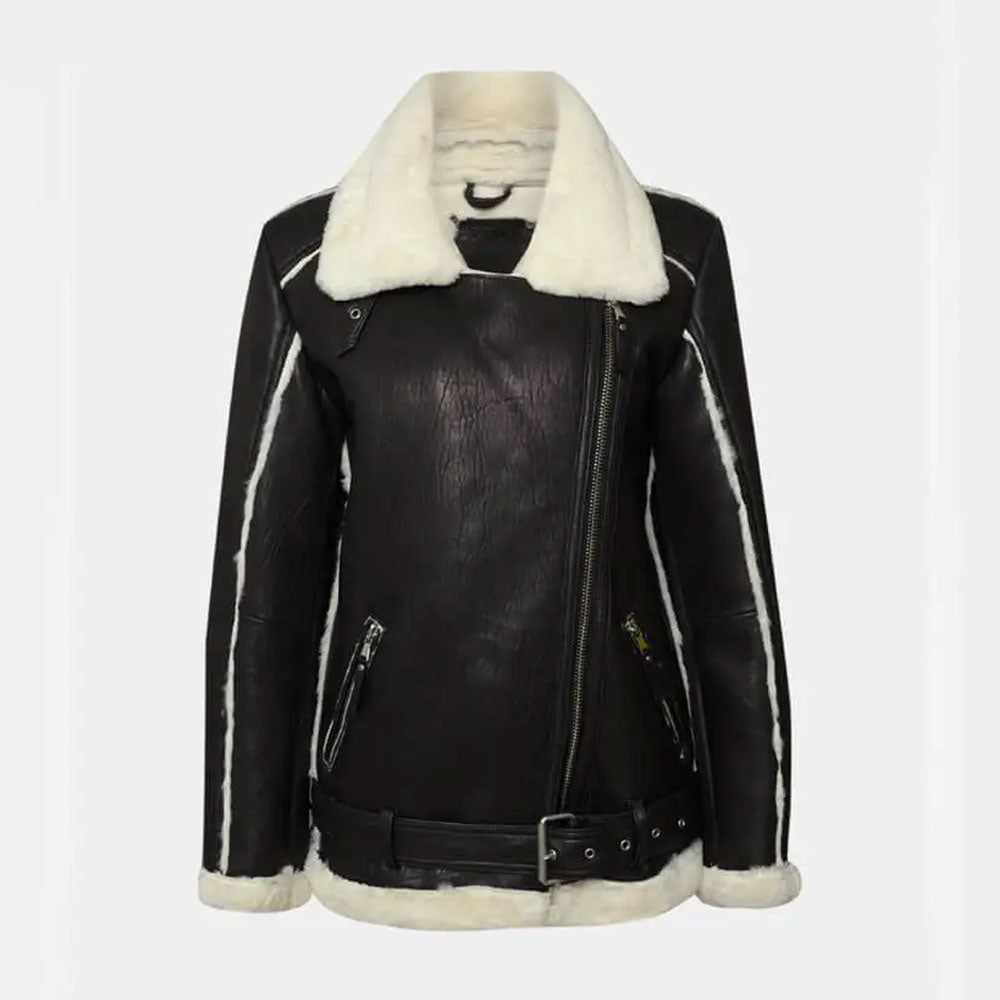 Women’s Rosa Black Sheepskin Leather Jacket