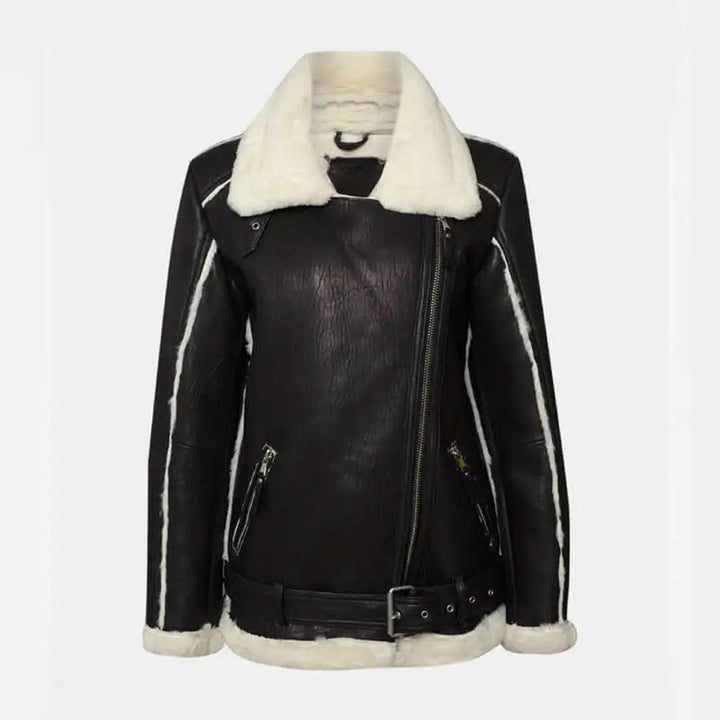Women’s Rosa Black Sheepskin Leather Jacket