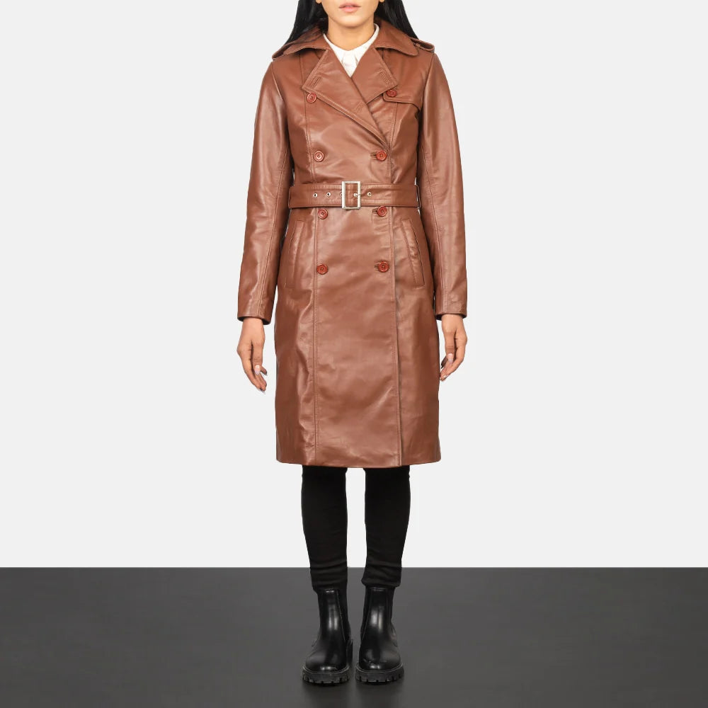 Alice Double Breasted Leather Coat