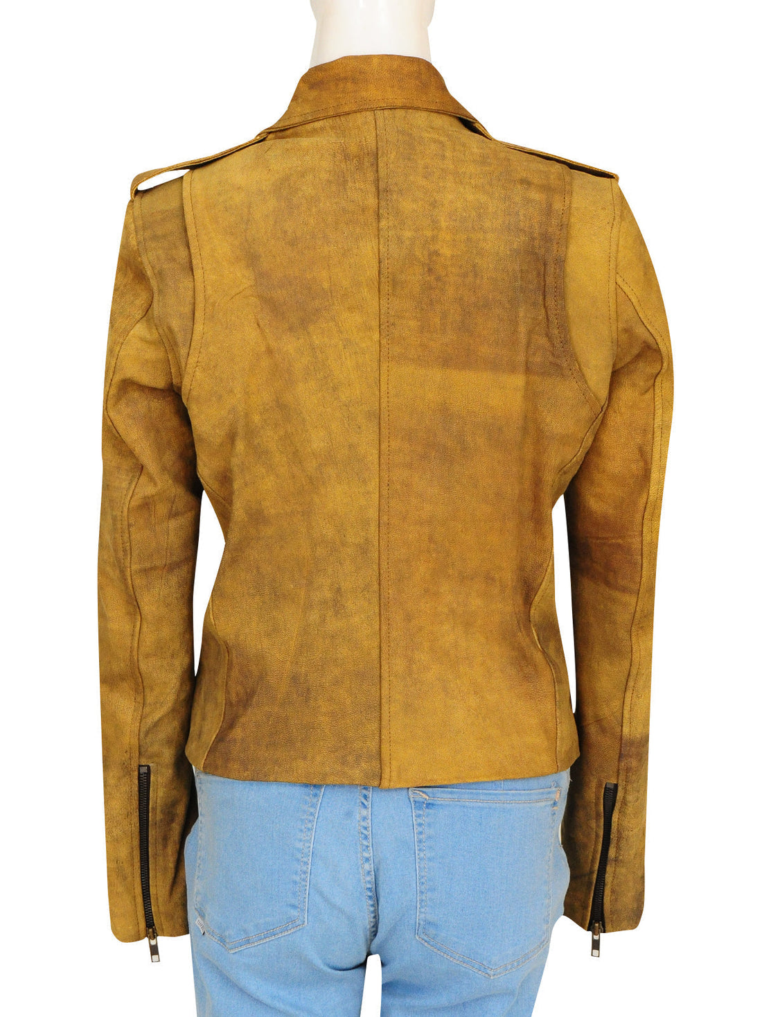 Women’s Vesper Brown Distressed Cowhide Leather Biker Jacket