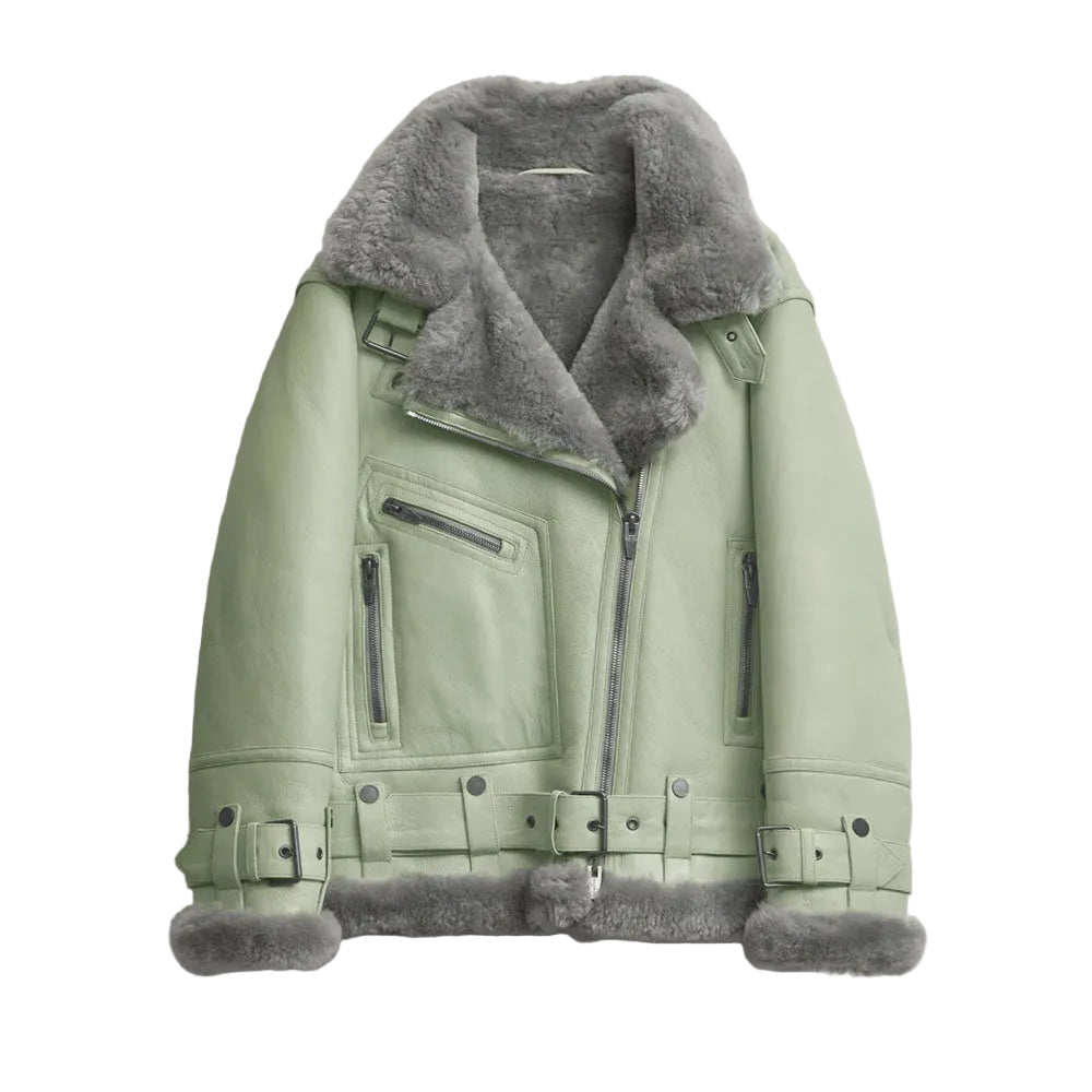 Women’s Brigg Black Sheepskin Leather Aviator Jacket