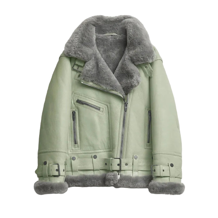 Women’s Brigg Black Sheepskin Leather Aviator Jacket