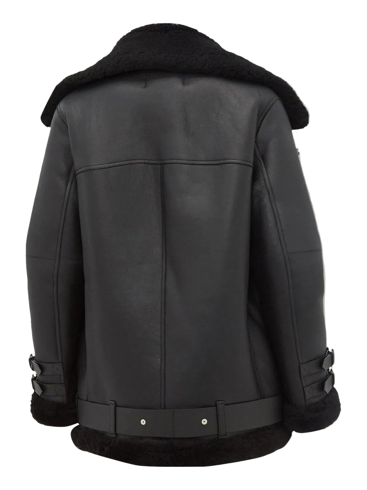 Women’s Pitch Black Sheepskin Leather Aviator Jacket