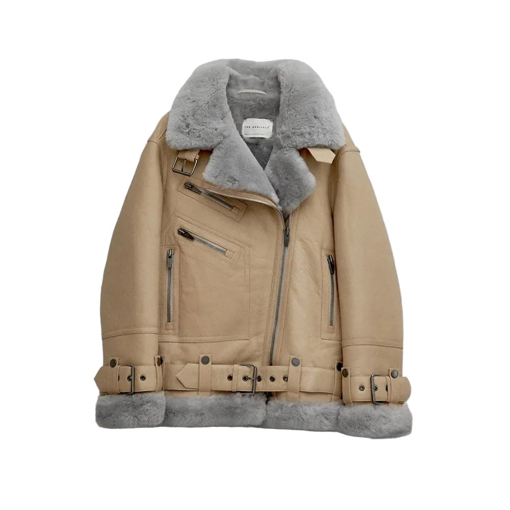 Women’s Styled Sheepskin Leather Aviator Jacket