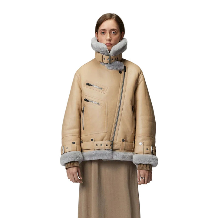 Women’s Styled Sheepskin Leather Aviator Jacket