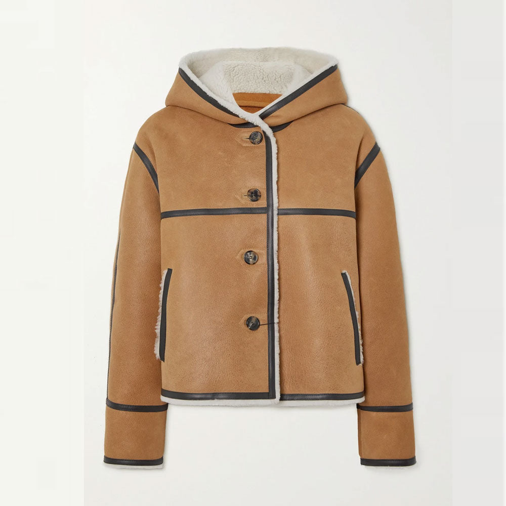 Women’s Trimmed Sheepskin Leather Aviator Jacket
