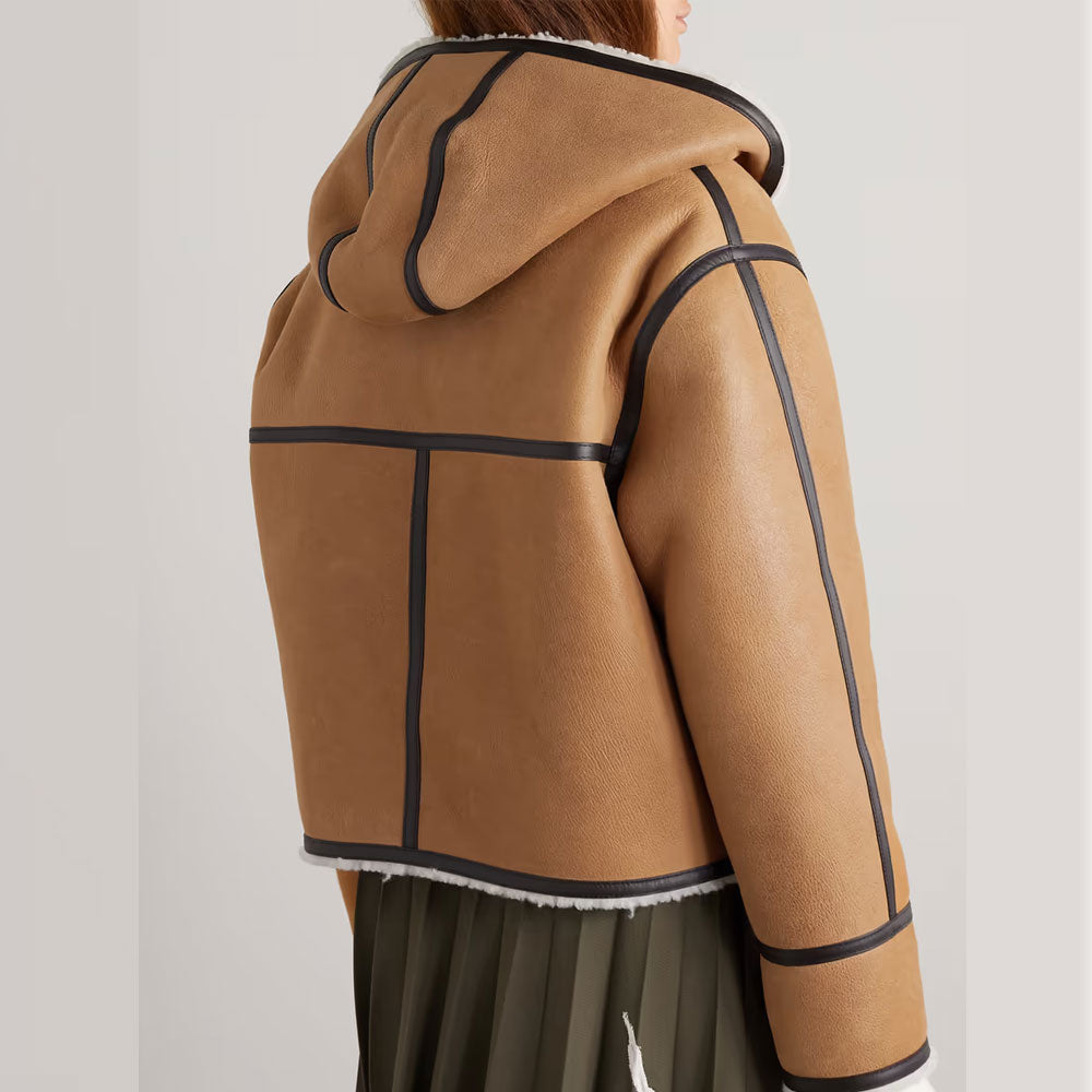 Women’s Trimmed Sheepskin Leather Aviator Jacket