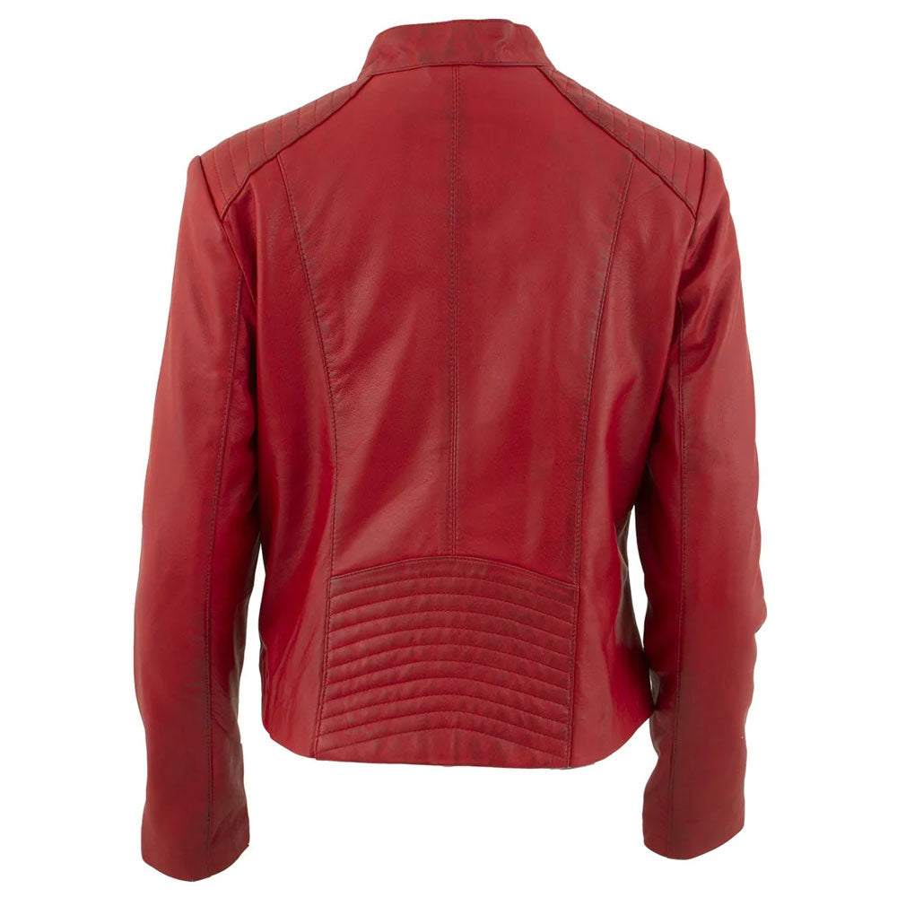 Women’s Ophelia Red Sheepskin Leather Aviator Jacket