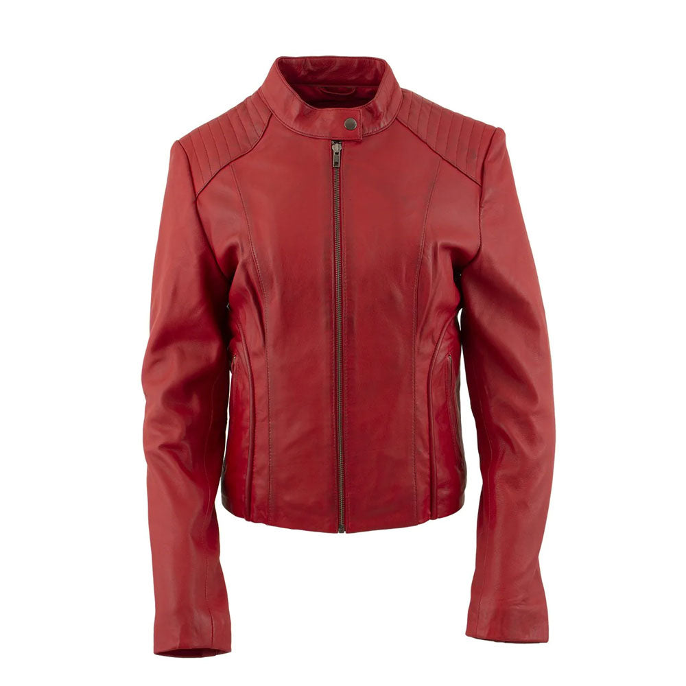 Women’s Ophelia Red Sheepskin Leather Aviator Jacket