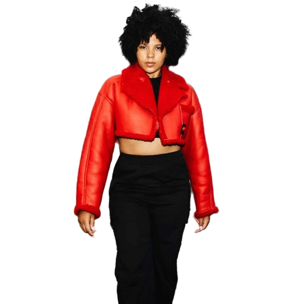 Women’s Corin Red Sheepskin Leather Aviator Jacket