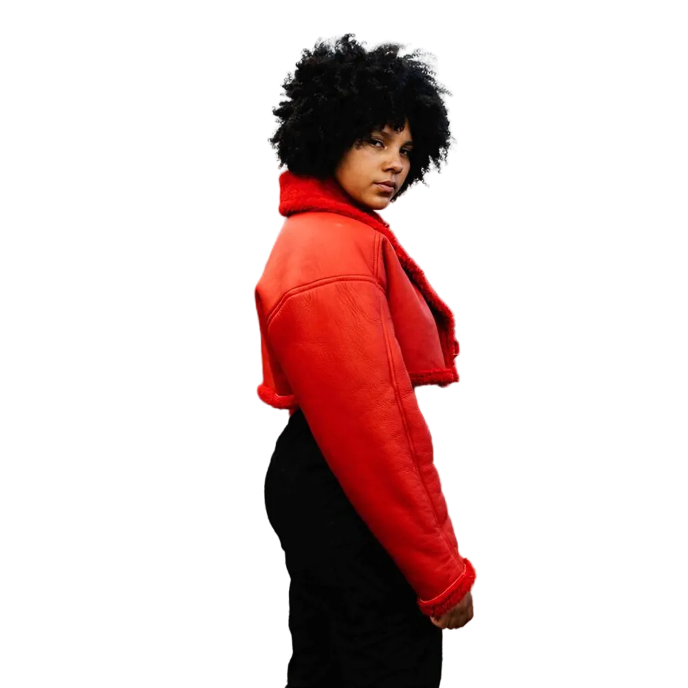 Women’s Corin Red Sheepskin Leather Aviator Jacket