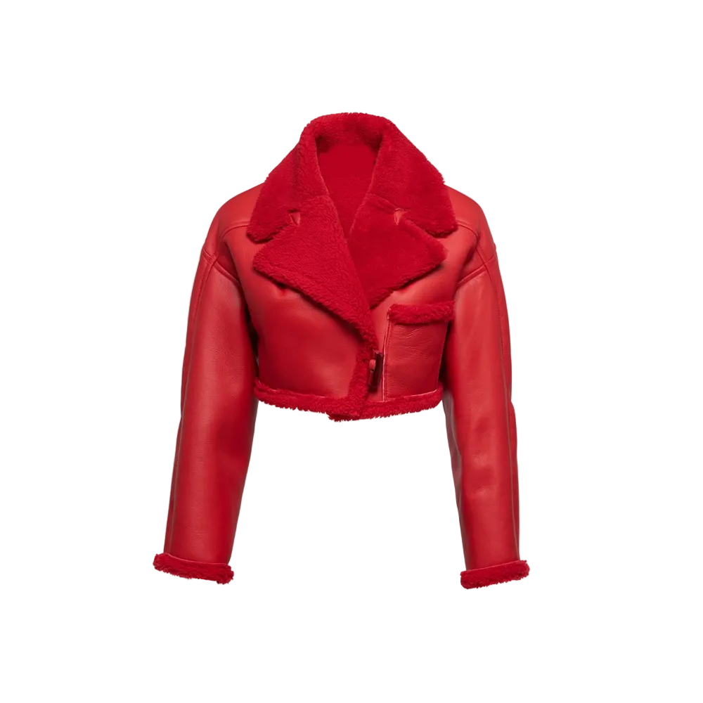 Women’s Corin Red Sheepskin Leather Aviator Jacket