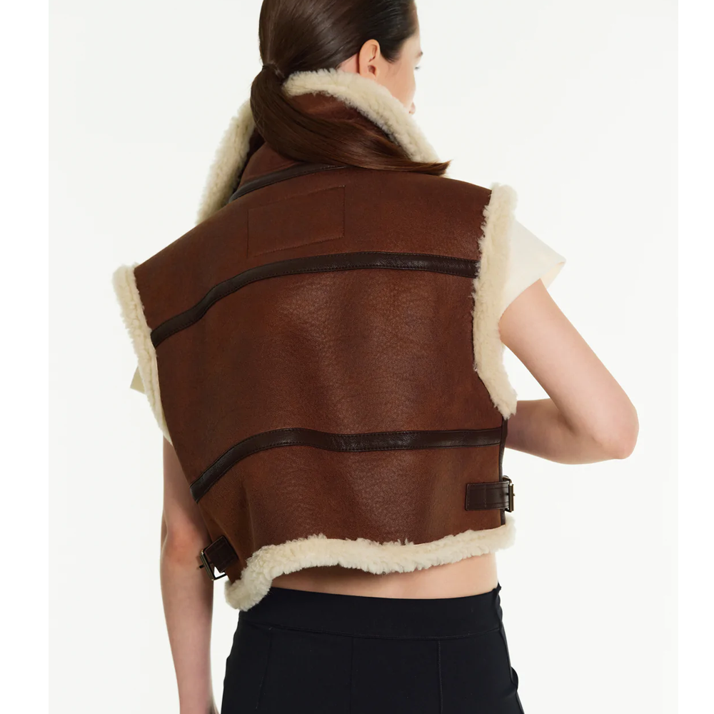 Women’s Aviatorleather Brown Sheepskin Leather Vest