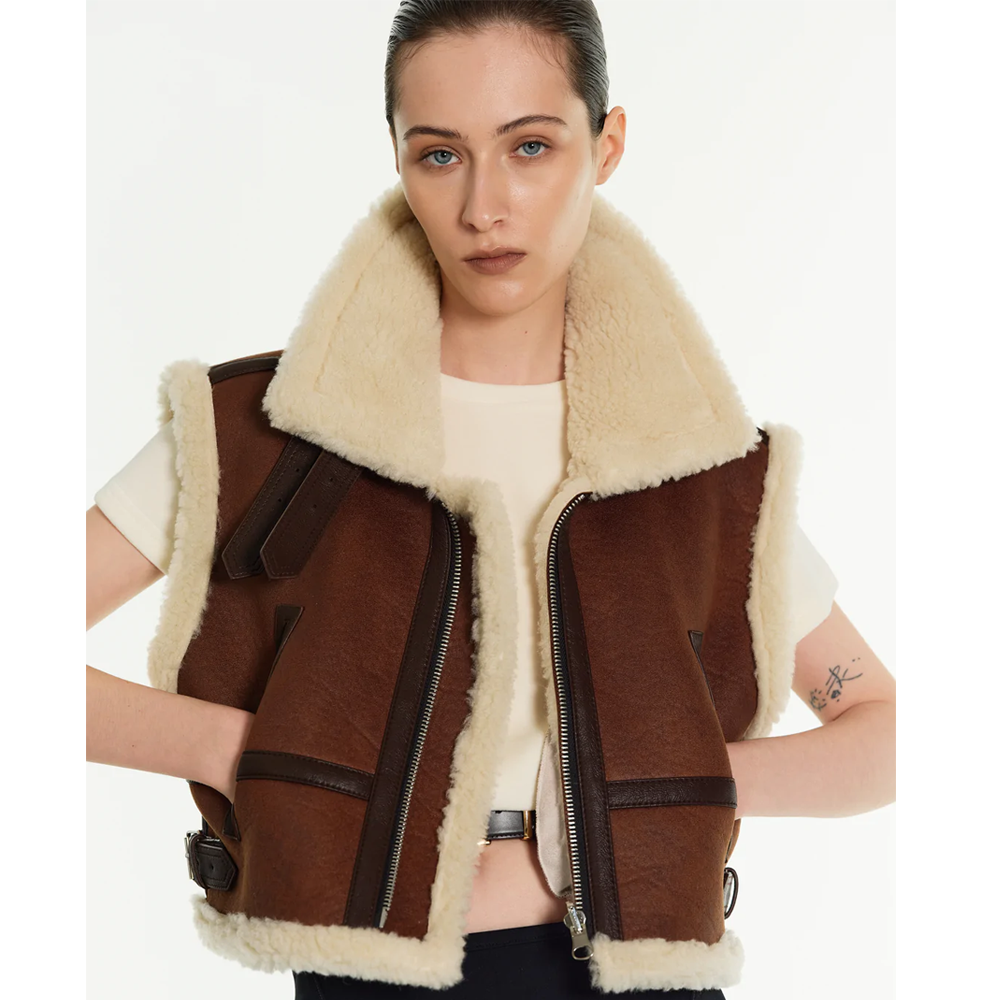 Women’s Aviatorleather Brown Sheepskin Leather Vest