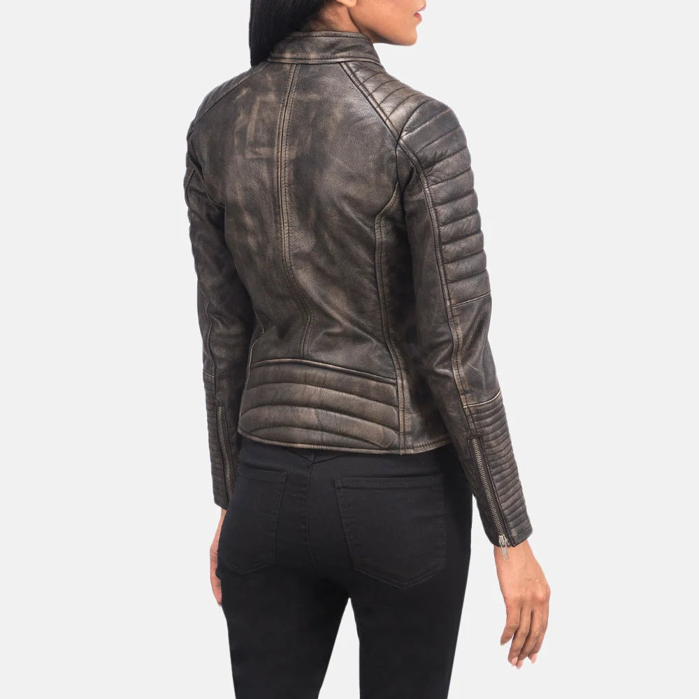 Adalyn Quilted Black Leather Biker Jacket