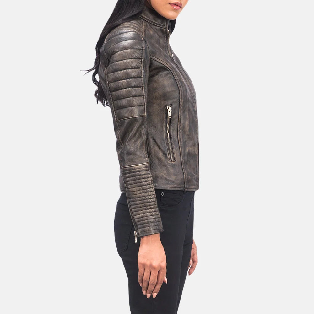 Adalyn Quilted Black Leather Biker Jacket