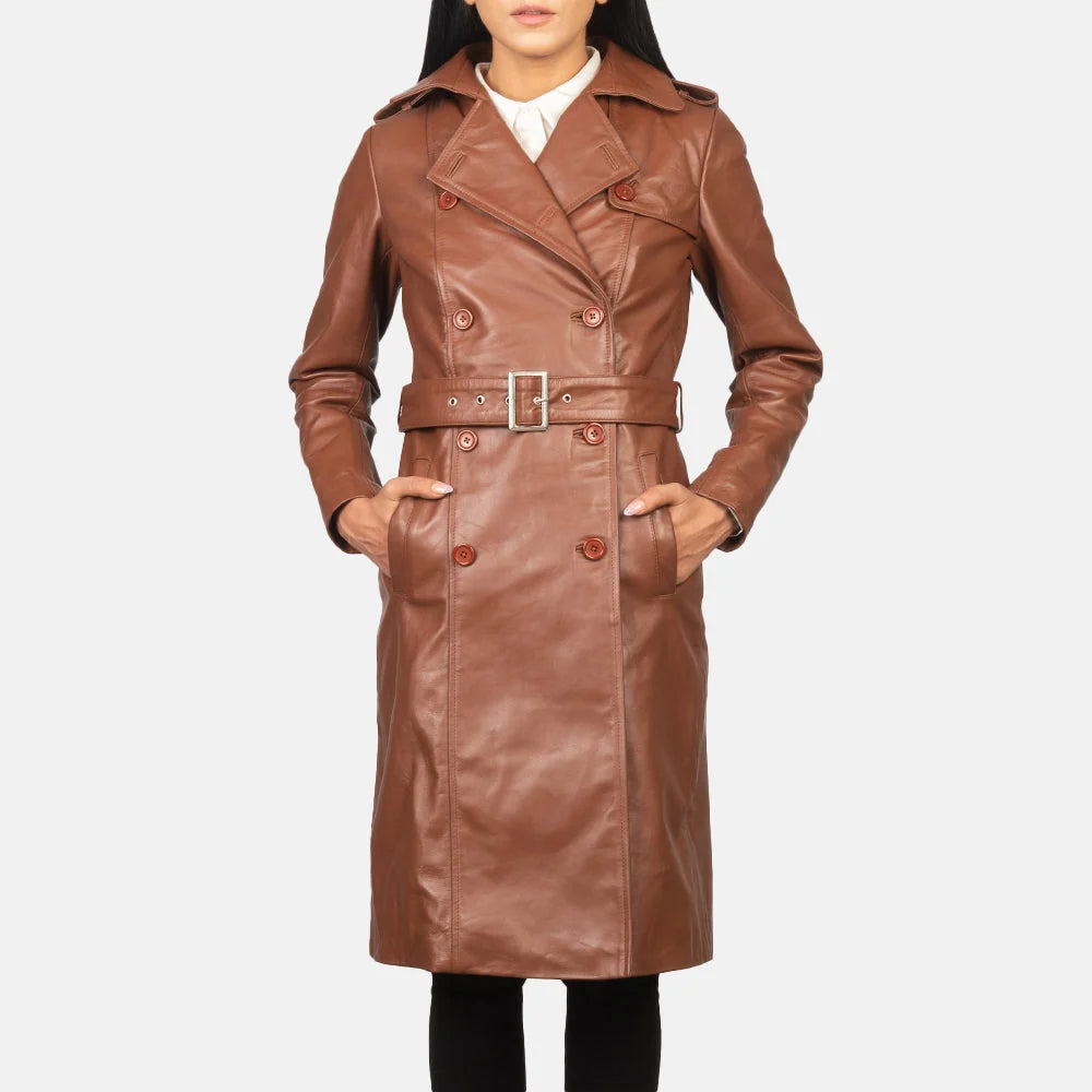 Alice Double Breasted Leather Coat