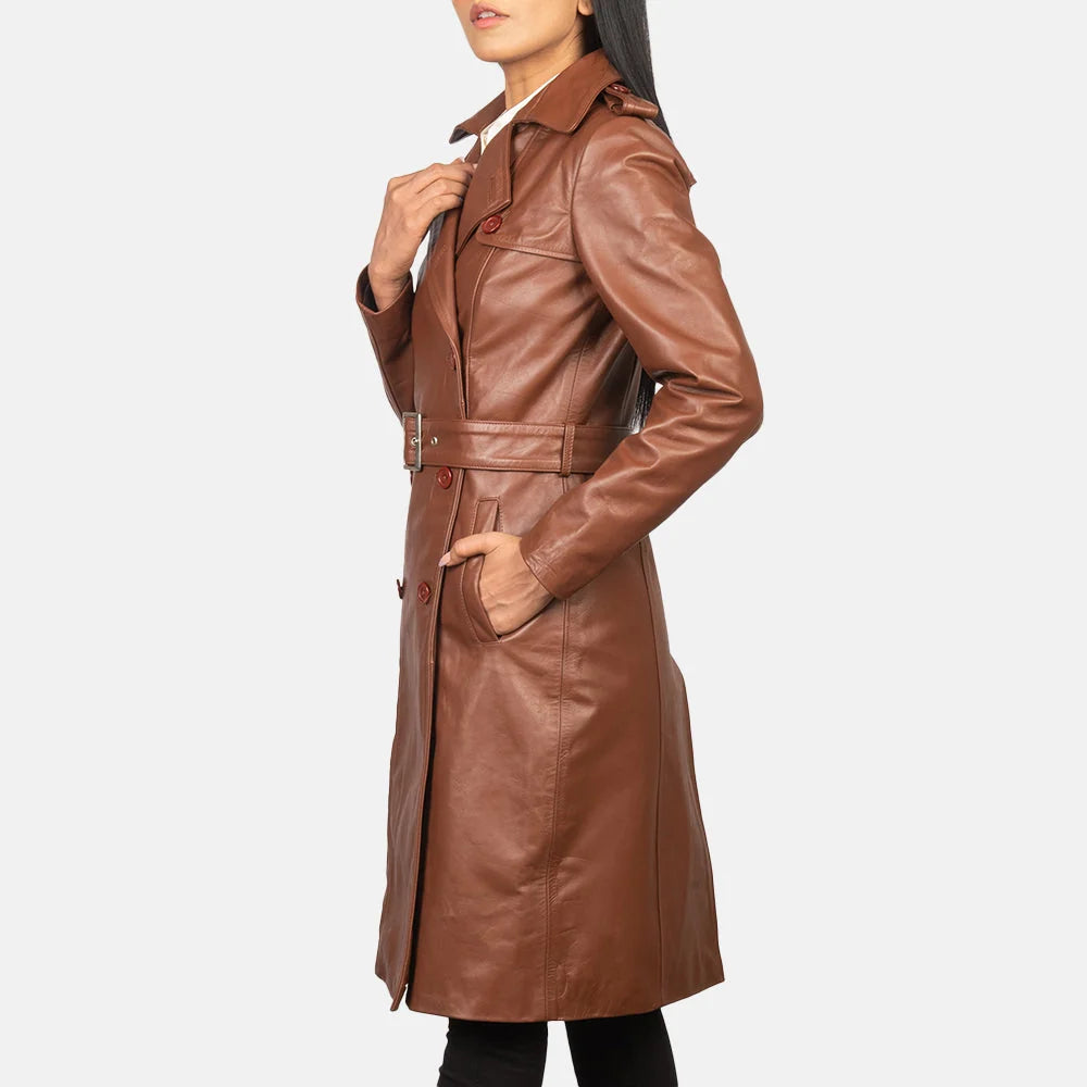 Alice Double Breasted Leather Coat