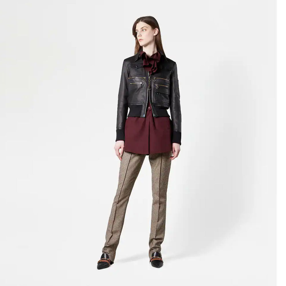 Women’s Gideon Black Sheepskin Leather Aviator Jacket