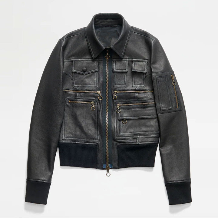Women’s Gideon Black Sheepskin Leather Aviator Jacket