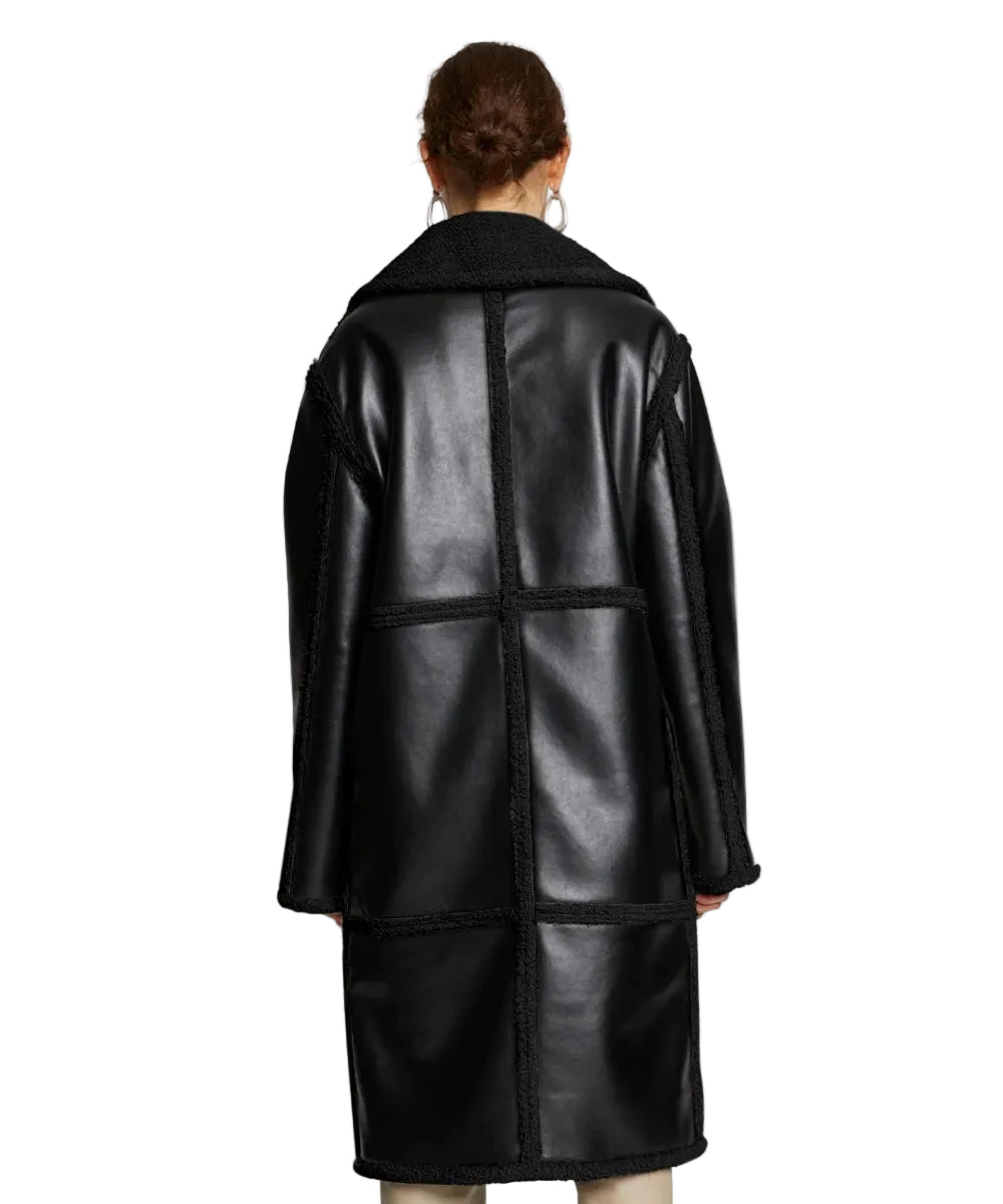 Women’s Duster Black Sheepskin Leather Trench Coat