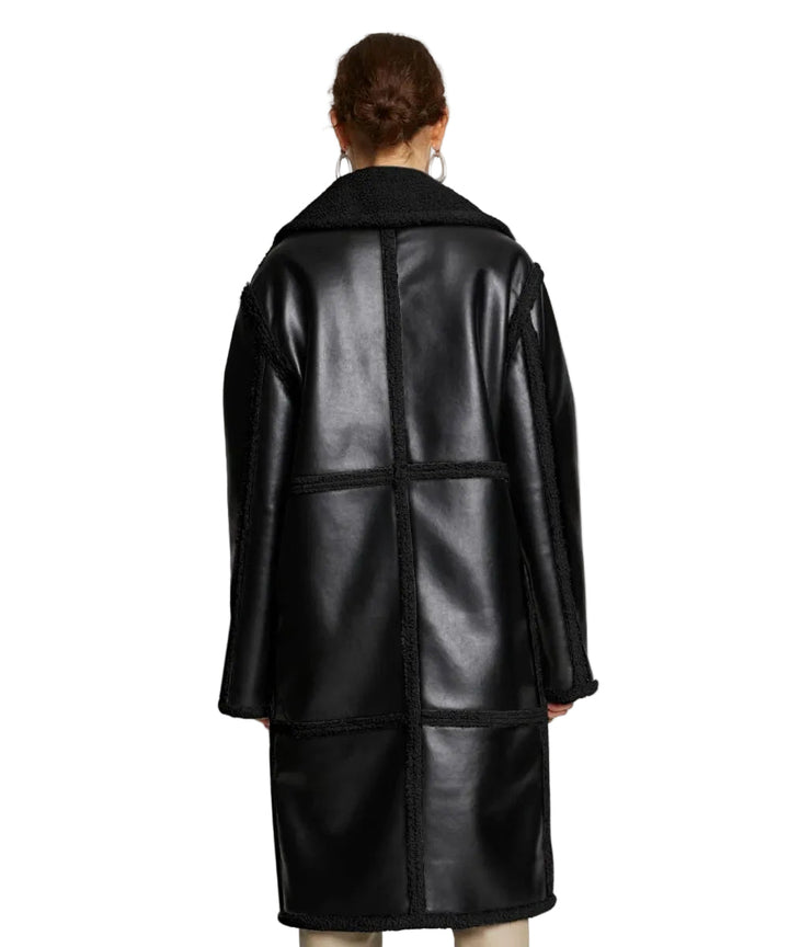 Women’s Duster Black Sheepskin Leather Trench Coat