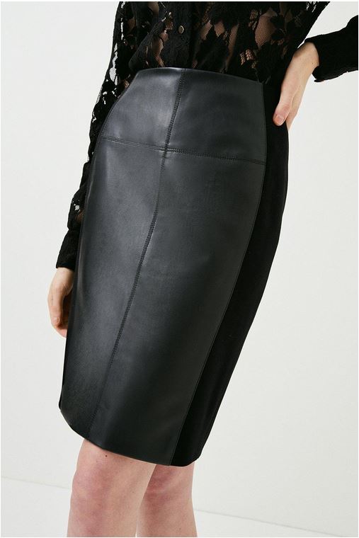 Women’s Pencil Black Lambskin Leather Skirt