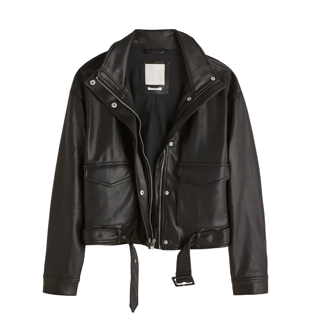 Women’s Fenix Black Sheepskin Leather Aviator Jacket